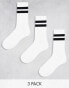 Weekday 3-pack stripe sport socks in white with black stripe