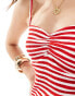 Wednesday's Girl textured stripe mini cami dress in red and white