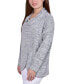 Фото #3 товара Petite Long Sleeve Cowl Neck Pullover with Buttons Top