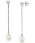 ფოტო #1 პროდუქტის EFFY® Freshwater Pearl (7mm) Chain Drop Earrings in 14k White Gold