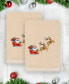 Christmas Santa's Sled Embroidered Luxury 100% Turkish Cotton Hand Towels, 2 Piece Set