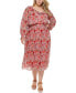 Фото #3 товара Plus Size Floral Chiffon Midi Dress