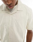 Weekday Charlie boxy fit short sleeve shirt in beige