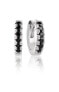 Timeless silver hoop earrings with zircons Ellera SJ-E1066-BK