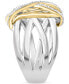 ფოტო #4 პროდუქტის EFFY® Diamond Contrasting Intertwined Crisscross Ring (1/4 ct. t.w.) in Sterling Silver & 14k Gold-Plate