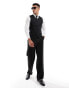 Фото #7 товара ASOS DESIGN slim linen mix suit waistcoat in black