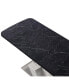 Modern Square Dining Table, Stretchable, Printed Black Marble Tabletop, X-Shaped Metal Base