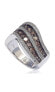 ფოტო #1 პროდუქტის Suzy Levian Sterling Silver Cubic Zirconia Large Curved Brown Ring