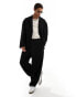 ASOS DESIGN soft tailored wide suit trousers in black seersucker Черный, W36 L32 - фото #2