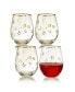 Plum Blossom Stemless 19 oz Wine Glasses, Set of 4