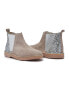 Girls Glitter and Suede Chelsea Boots in Taupe