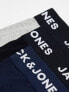 Jack & Jones 3 pack trunks in multi grey with logo waistband