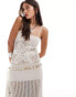 Mango X Siedres crochet flower midi dress in white