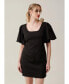 Фото #3 товара Women's Puff sleeve little black dress, fit & flare
