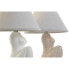 Desk lamp Home ESPRIT White Beige Stoneware 40 W 220 V 22 x 22 x 30 cm (2 Units)