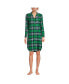 Women's Drapey Flannel Long Sleeve Button Down Knee Length Sleepshirt Nightgown