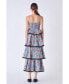 ფოტო #3 პროდუქტის Women's Grid Print Tiered Maxi Dress with Ric Rac Trim