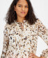 Фото #3 товара Women's Abstract-Print Tie-Neck Blouse, Created for Macy's