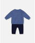 Baby Boys Baby Quilted Sweatshirt And Fleece Pant Set Blue