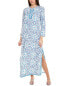 Sail To Sable Fringe Linen-Blend Caftan Women's Blue S