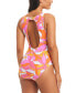 Фото #2 товара Women's One-Piece Printed Cut-Out Swimsuit