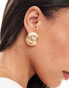 ASOS DESIGN stud earrings with double circle detail in gold tone