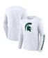 ფოტო #1 პროდუქტის Men's White Michigan State Spartans Double Time 2-Hit Long Sleeve T-shirt