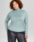 Фото #1 товара Trendy Plus Size Mock-Neck Long-Sleeve Top