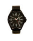 ფოტო #1 პროდუქტის Men's Watch, 48MM IP Black Case with Textured Black Dial, Arabic Numerals, Rugged Brown Texture Strap, Analog, Second Hand, Date Function