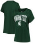 Фото #1 товара Women's Green Michigan State Spartans Plus Size Arch Over Logo Scoop Neck T-Shirt