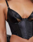 Wolf & Whistle X Michelle Domingos PU and mesh basque in black