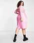 COLLUSION Plus satin midi cowl neck midi dress with matching shrug in pink Розовый, EU 56 - фото #2