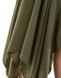 Miss Selfridge cheesecloth hanky hem maxi skirt in khaki