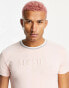 SikSilk rib collar t-shirt in pastel pink