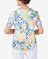 ფოტო #3 პროდუქტის Women's Pleated Neck Lemons Short Sleeve Top