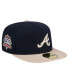Фото #1 товара Men's Navy Atlanta Braves Canvas A-Frame 59FIFTY Fitted Hat