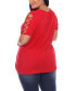 Фото #4 товара Plus Size Keyhole Neck Cutout Short Sleeve Top