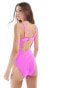 ASOS DESIGN v-wire swimsuit in pink pop