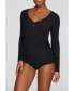 ფოტო #1 პროდუქტის Women's The Button Long Sleeve - Modal Silk Rib