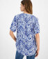 ფოტო #2 პროდუქტის Women's Printed Smocked-Shoulder Short-Sleeve Top