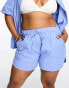 Esmee Plus beach linen mix short co-rd in denim blue