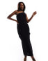 ASOS DESIGN knitted crochet one shoulder maxi dress in black Черный, XS - EU 32-34 - фото #4