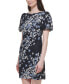 Фото #4 товара Women's Floral-Print Puff-Sleeve Lace Sheath Dress