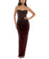 Фото #1 товара Juniors' Cowlneck Ruched Metallic-Knit Gown