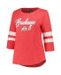 ფოტო #2 პროდუქტის Women's Heather Scarlet Ohio State Buckeyes Plus Size Mascot Sign 3/4-Sleeve T-shirt