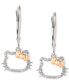 ფოტო #1 პროდუქტის Hello Kitty Diamond Silhouette Leverback Earrings (1/6 ct. t.w.) in 10k White & Rose Gold