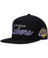 ფოტო #2 პროდუქტის Men's Black Los Angeles Lakers Hardwood Classics Script 2.0 Snapback Hat