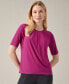 ფოტო #2 პროდუქტის Women's Crewneck Elbow-Length-Sleeve Blouse