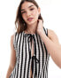 Фото #2 товара ASOS DESIGN coord knitted crochet look stripe tank black