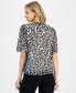 Petite Printed Flutter-Sleeve Necklace Top, Created for Macy's